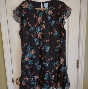 Cece black flowered party dress in XL.